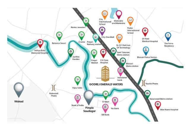 Godrej Emerald Waters Pimpri Chinchwad - Location Map