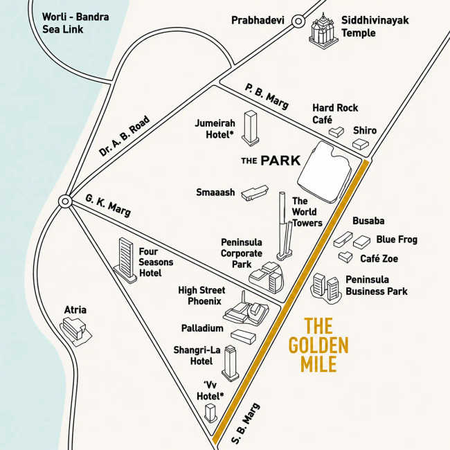 Lodha The Park Worli - Location Map