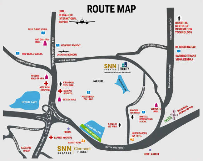 SNN Estates Felicity Thanisandra - Location Map
