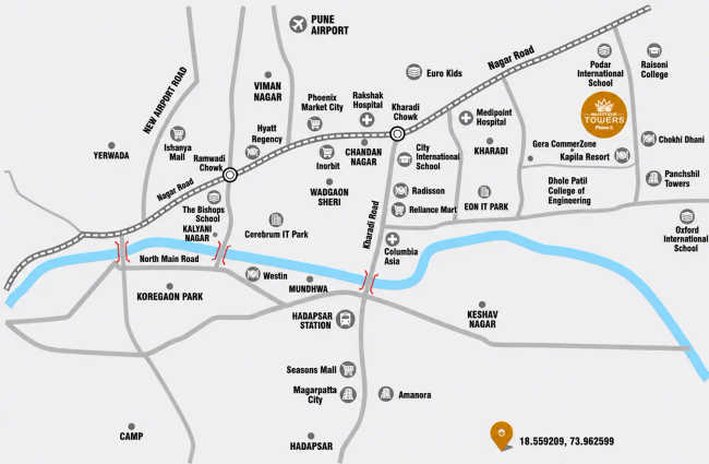 Majestique Towers Kharadi - Location Map