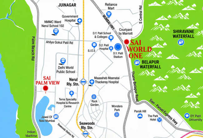 Sai World One Nerul - Location Map