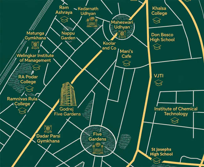 Godrej Five Gardens Matunga - Location Map
