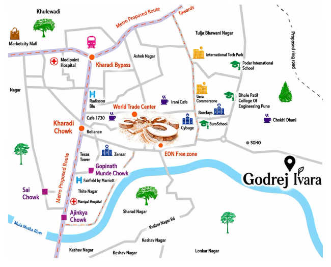 Godrej Ivara Kharadi - Location Map
