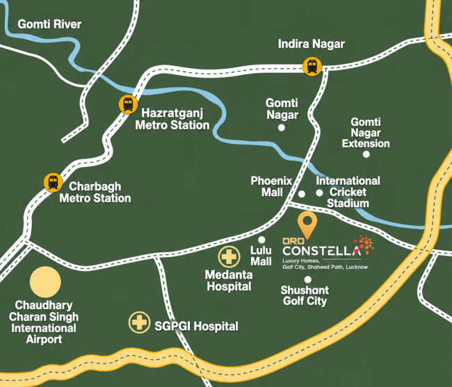ORO Constella Sushant Golf City - Location Map