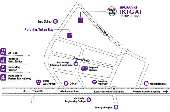 Puraniks Ikigai Ghodbunder Road - Location Map