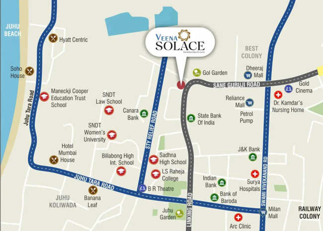 Veena Solace Santacruz - Location Map