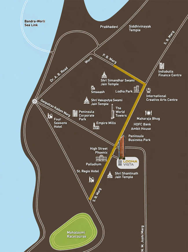 Lodha Vista Lower Parel - Location Map
