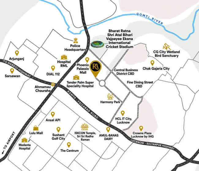 Purvanchal Royal Atlantis Ahmamau - Location Map