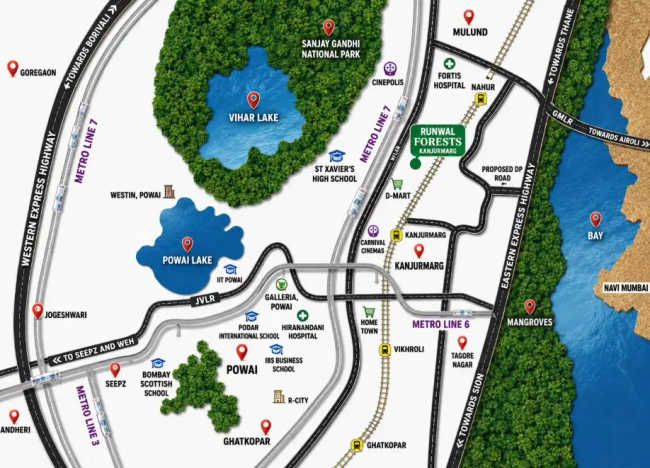 Runwal Forest Kanjurmarg - Location Map