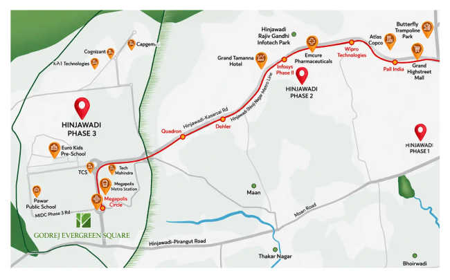 Godrej Evergreen Square Hinjewadi - Location Map