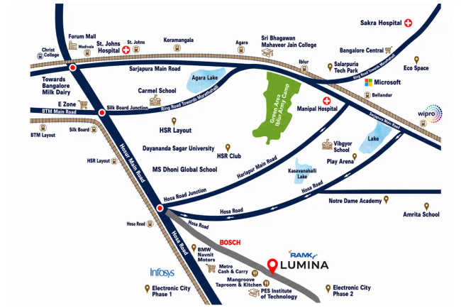 Ramky Lumina Rayasandra - Location Map