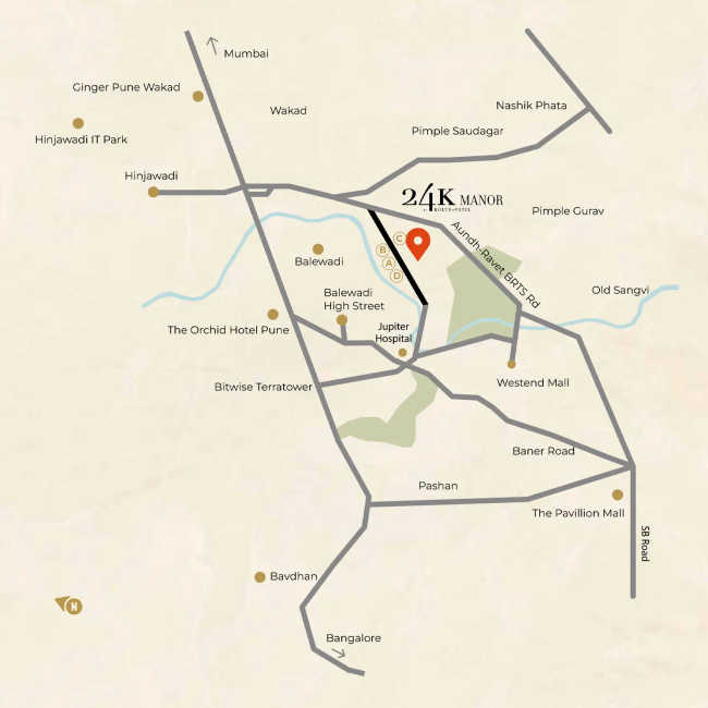 Kolte Patil 24K Manor Pimpri Chinchwad - Location Map