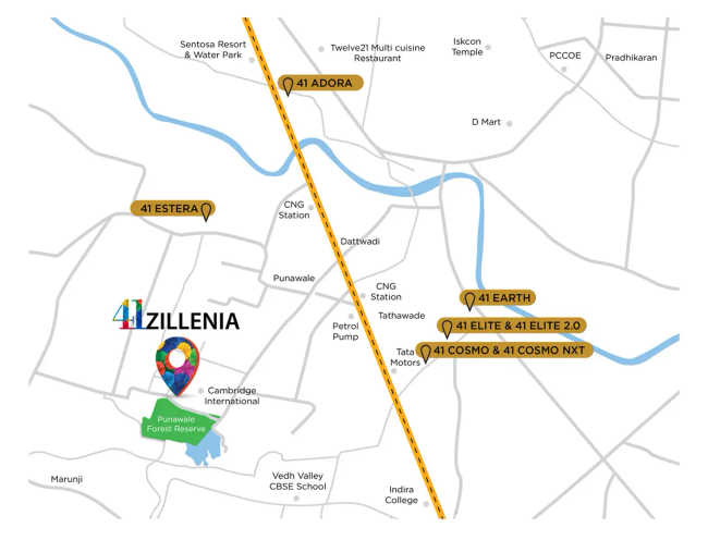 Krisala 41 Zillenia Punawale - Location Map