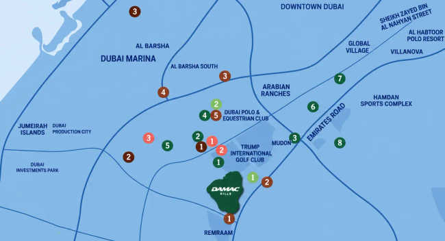 DAMAC District DAMAC Hills - Location Map