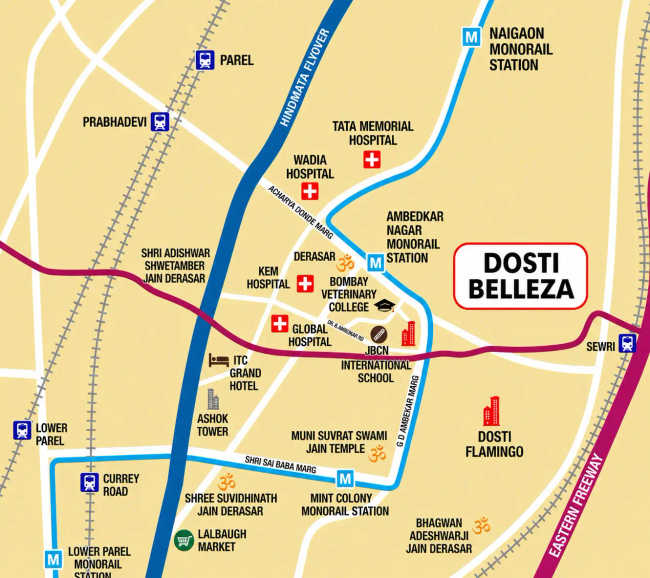 Dosti Belleza Parel - Location Map
