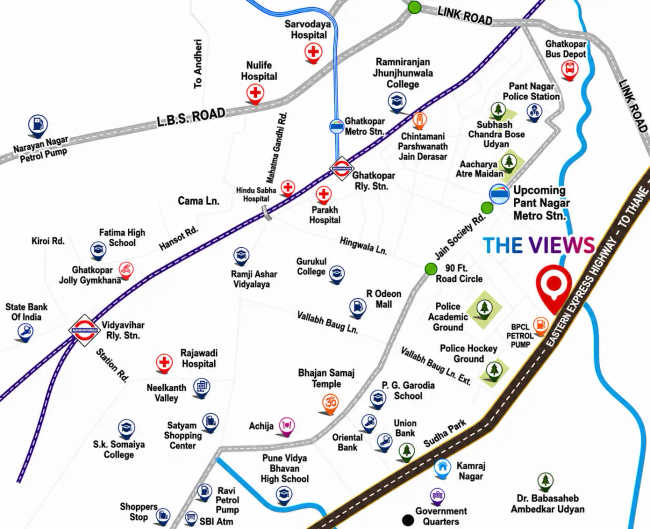 Adani The Views Ghatkopar - Location Map