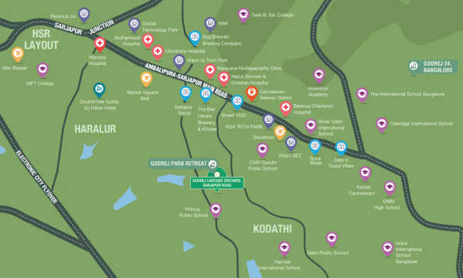 Godrej Lakeside Orchard Sarjapura - Location Map