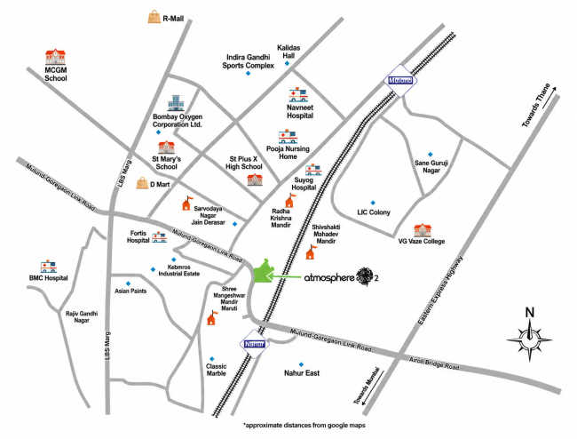 Wadhwa Atmosphere O2 Mulund - Location Map