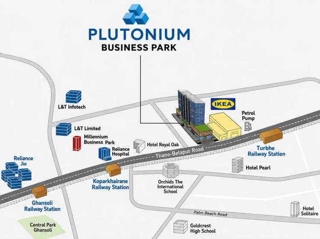 Plutonium Business Park Turbhe - Location Map