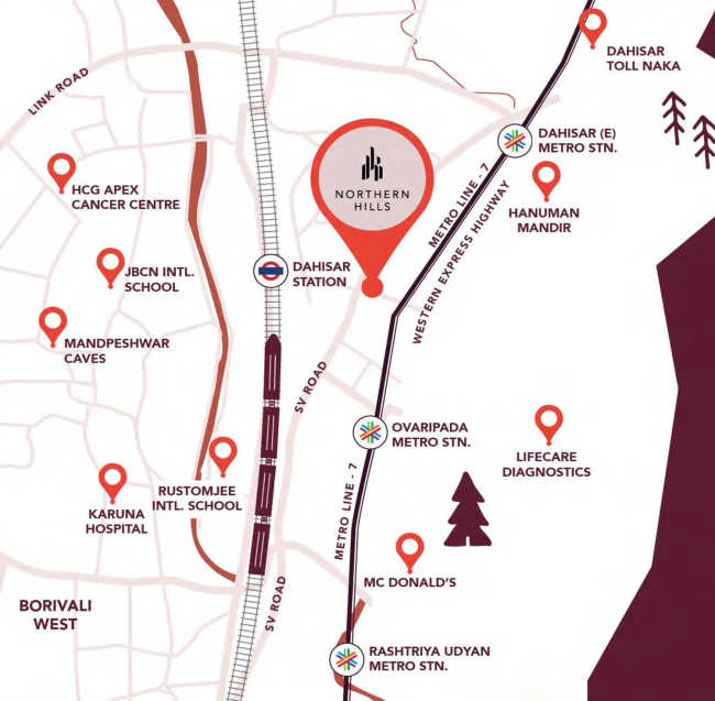 N Rose Northern Hills Dahisar - Location Map