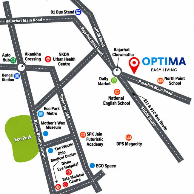 Srijan Optima Rajarhat - Location Map