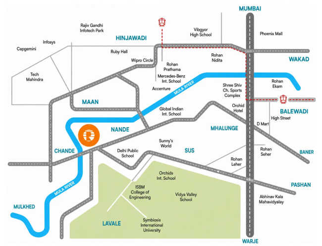 Rohan Nitara Mahalunge NX - Location Map