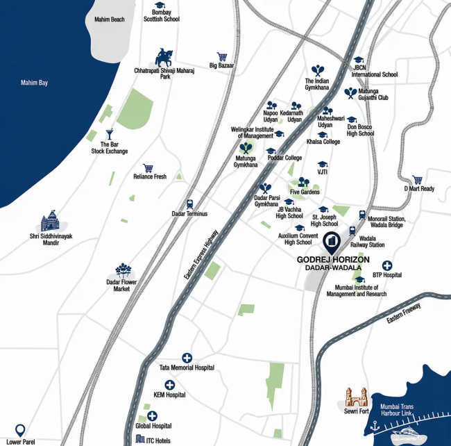 Godrej Horizon Wadala - Location Map