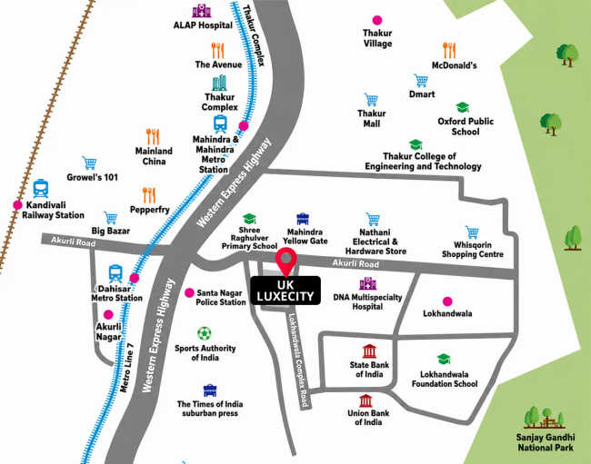UK Luxecity Kandivali - Location Map