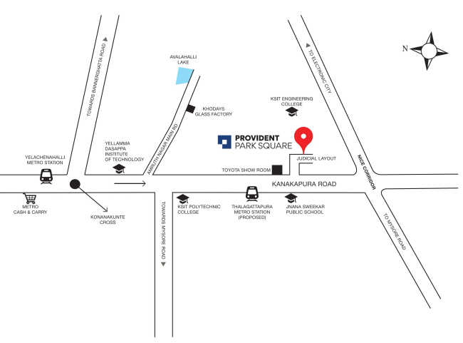 Provident Park Square Kanakapura - Location Map