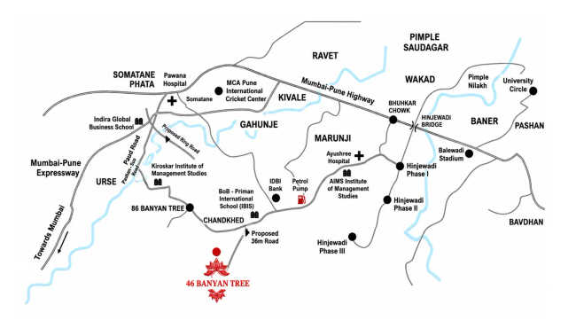Panchshil Realty 46 Banyan Tree Chandkhed - Location Map
