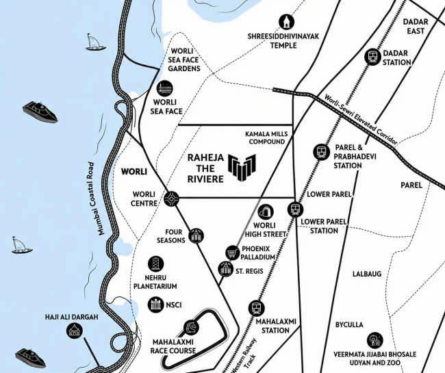 Raheja The Riviere Lower Parel - Location Map