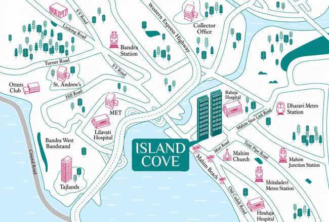 L&T Island Cove Mahim - Location Map