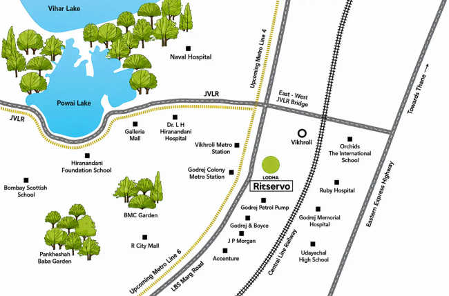 Lodha Riservo Vikhroli - Location Map