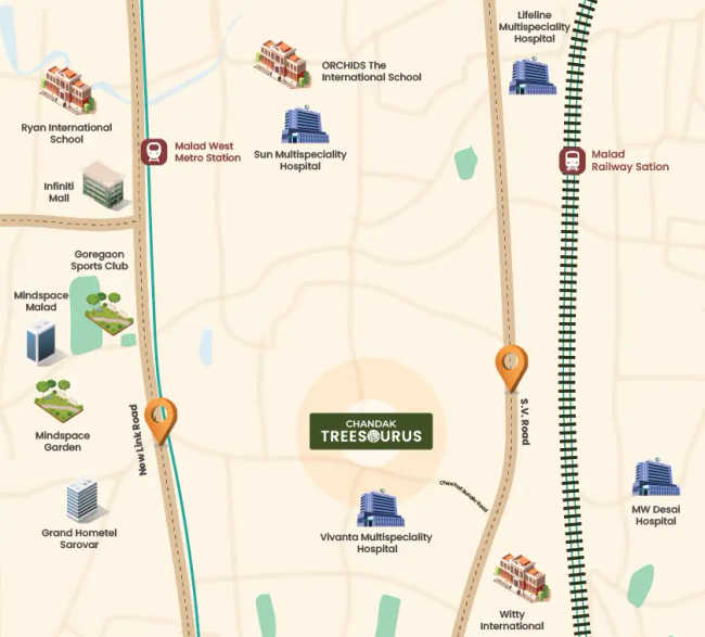 Chandak Treesourus Malad - Location Map