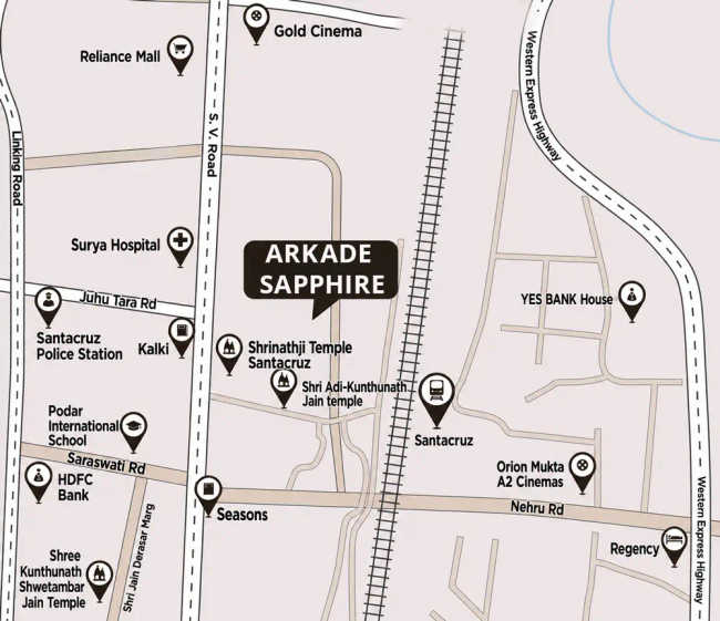 Arkade Sapphire Santacruz - Location Map