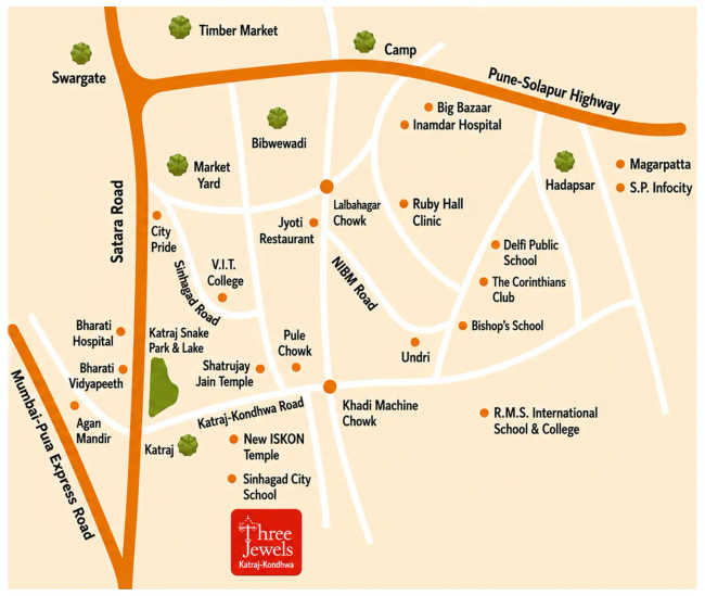 Kolte Patil Three Jewels Kondhwa - Location Map