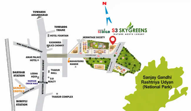 Sanghvi S3 Sky Greens Mira Bhayandar - Location Map
