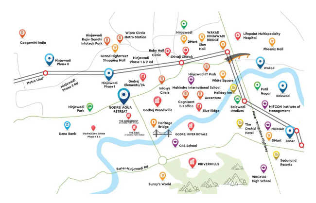Godrej Aqua Retreat Hinjewadi - Location Map