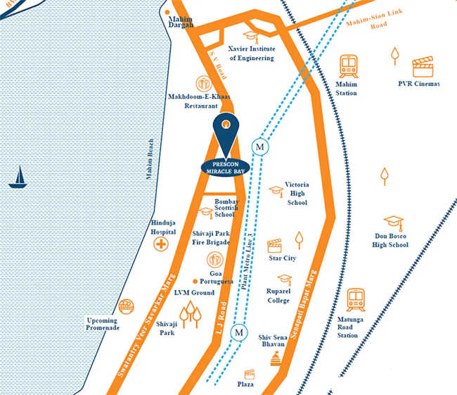 Prescon Miracle Bay Mahim - Location Map