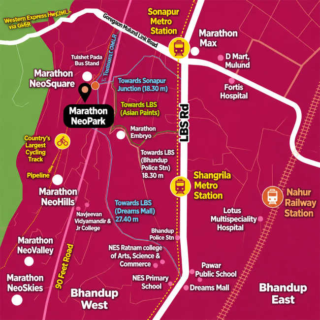 Marathon Neopark Bhandup - Location Map