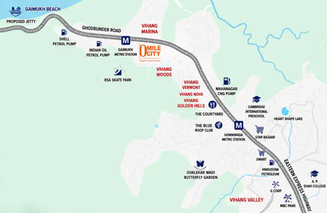 Vihang Zero Mile City Ghodbunder Road - Location Map
