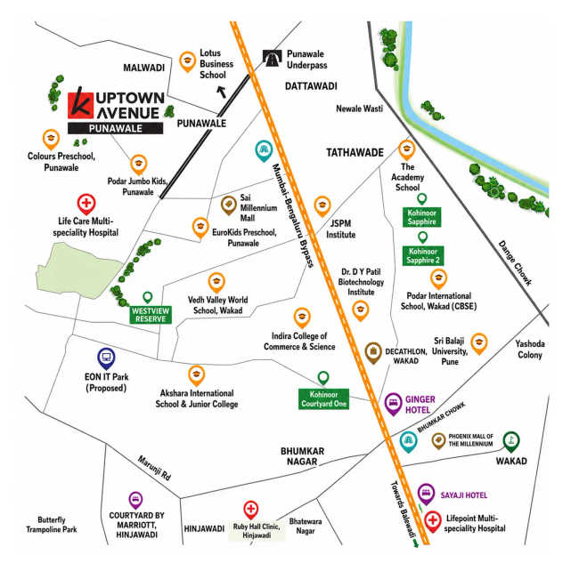 Kohinoor Uptown Avenue Punawale - Location Map