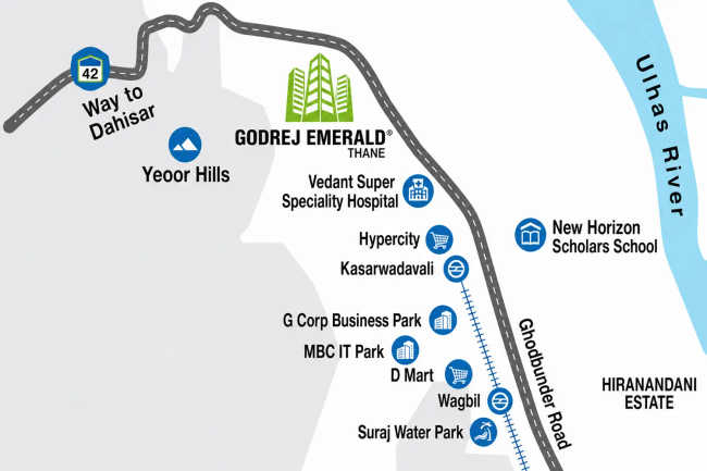 Godrej Emerald Ghodbunder Road - Location Map