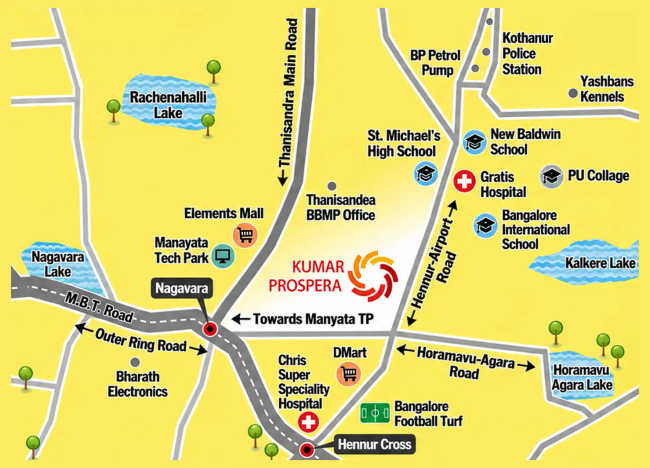 Kumar Prospera HBR Layout - Location Map