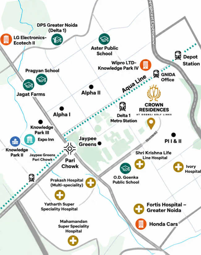 Godrej Crown Residences Sector 27 Greater Noida W - Location Map
