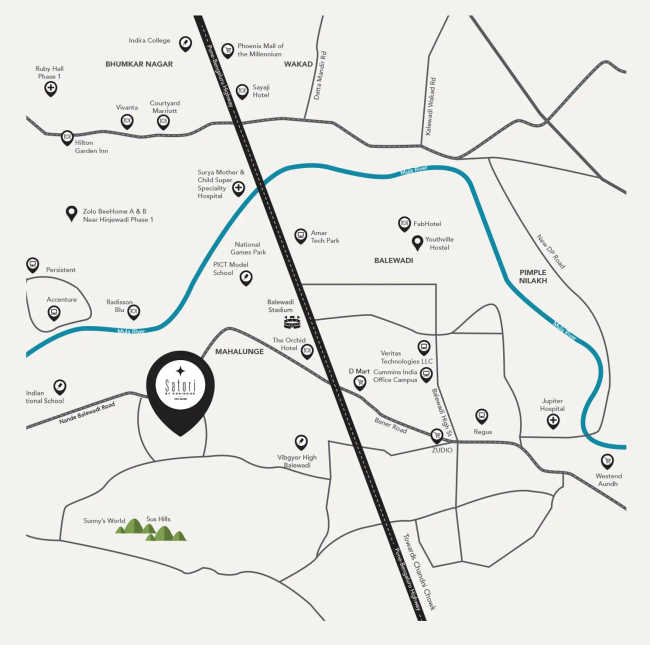 Kohinoor Satori Mahalunge - Location Map