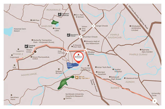 Kohinoor Royale Towers Hinjewadi - Location Map