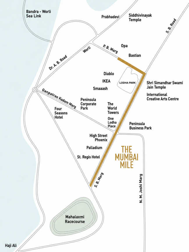 Lodha Adrina Worli - Location Map