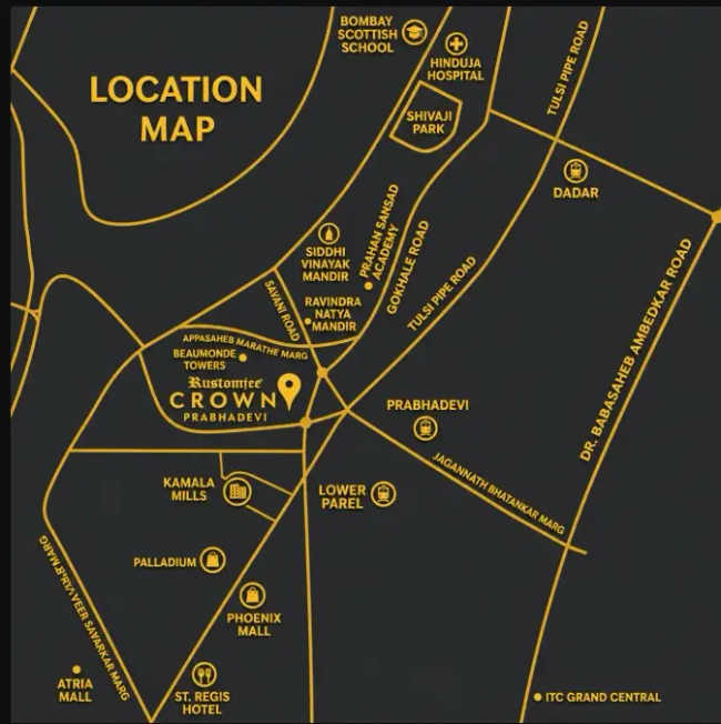 Rustomjee Crown Prabhadevi - Location Map