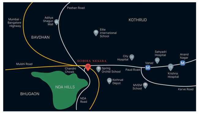 Sobha Nesara Kothrud - Location Map